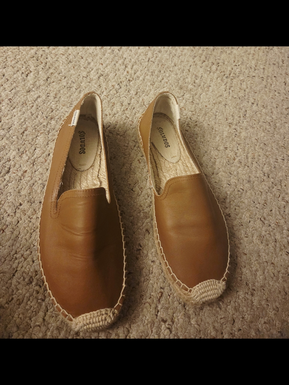 Soludos Leather Espadrille Slip-Ons in Cognac